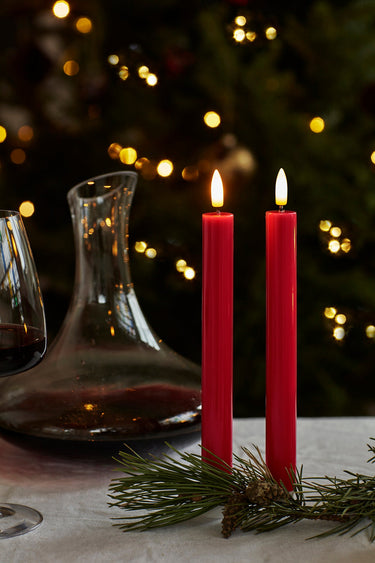 SIRIUS Sille Crown Taper Candles S/2 - Red