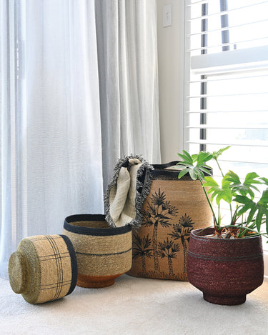 KINTU COLLECTION Sivelle Basket - Natural w/Stripe alternate view