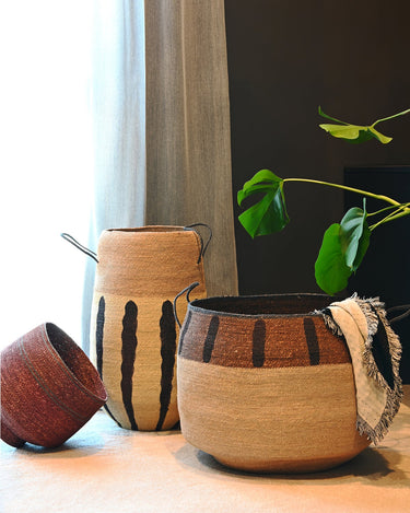 KINTU COLLECTION Velora Basket - Natural w/Chocolate Rim alternate view