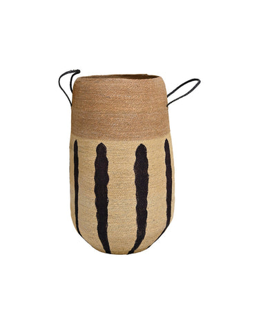KINTU COLLECTION Maya Basket - Natural w/Chocolate Stripes