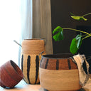 KINTU COLLECTION Maya Basket - Natural w/Chocolate Stripes alternate view