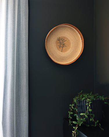KINTU COLLECTION Sprig Wall Art/Tray - Natural w/Mustard Rim alternate view
