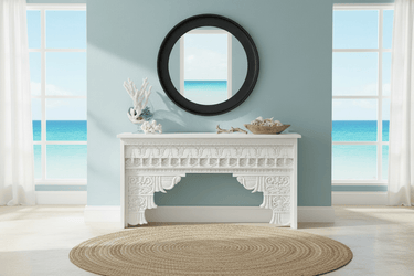 Abigail Carved Console Table - White 1500mm at online8 furniture store Auckland