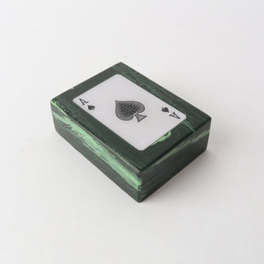 Ace of Spades Green Resin Card Box at Online8 Furniture Auckland NZ