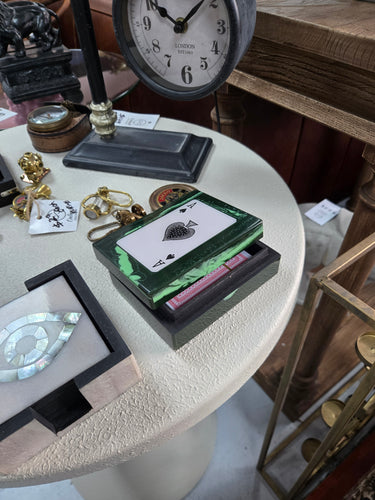 Ace of Spades Green Resin Card Box at Online8 Furniture Auckland NZ