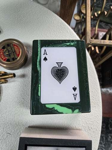 Ace of Spades Green Resin Card Box at Online8 Furniture Auckland NZ
