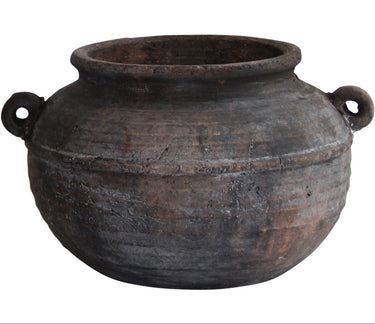 Aged Deep Umber Pot Belly Vase - Medium at online8 furniture store Auckland