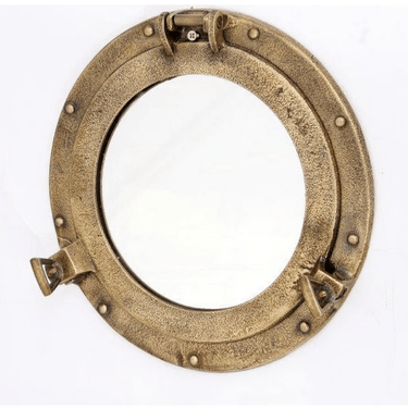 Aluminium/Brass Porthole Mirror at online8 furniture store Auckland
