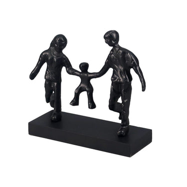 Aluminium Couple with Child Sculpture at online8 furniture store Auckland