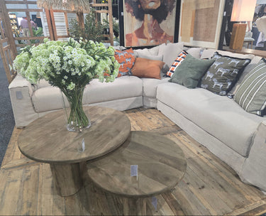 Amalfi Slip Cover Corner - Burlap at online8 furniture store Auckland