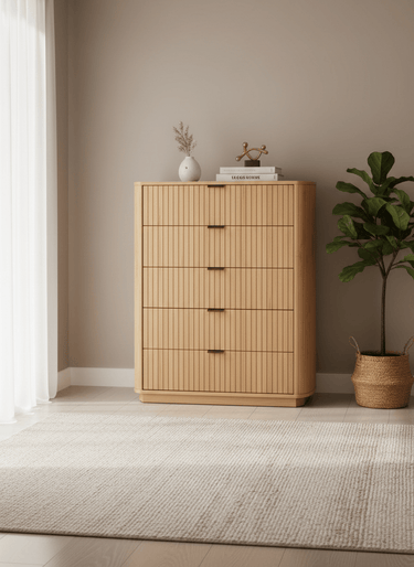 Amsterdam 5 Drawers Tallboy at online8 furniture store Auckland