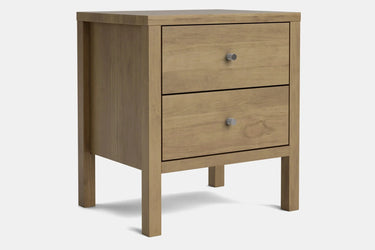 Andes 2 Drawer Bedside Table - Pine at online8 furniture store Auckland