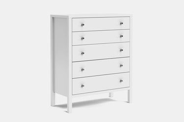 Andes 5 Drawer Tallboy - Pine at online8 furniture store Auckland