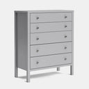 Andes 5 Drawer Tallboy - Pine at online8 furniture store Auckland
