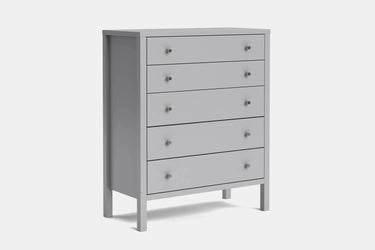 Andes 5 Drawer Tallboy - Pine at online8 furniture store Auckland