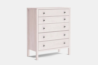 Andes 5 Drawer Tallboy - Pine at online8 furniture store Auckland