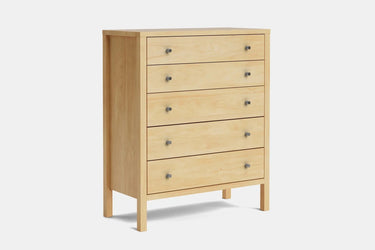 Andes 5 Drawer Tallboy - Pine at online8 furniture store Auckland