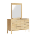 Andes 6 Drawer Dresser & Mirror - Pine at online8 furniture store Auckland