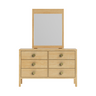 Andes 6 Drawer Dresser & Mirror - Pine at online8 furniture store Auckland