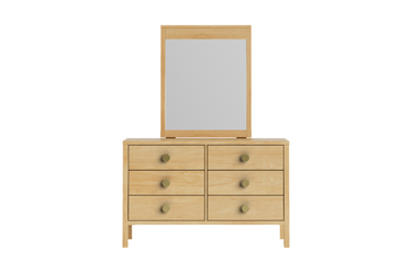 Andes 6 Drawer Dresser & Mirror - Pine at online8 furniture store Auckland