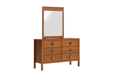 Andes 6 Drawer Dresser & Mirror - Pine at online8 furniture store Auckland