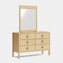 Andes 6 Drawer Dresser & Mirror - Pine at online8 furniture store Auckland