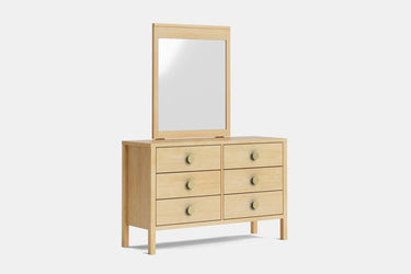 Andes 6 Drawer Dresser & Mirror - Pine at online8 furniture store Auckland