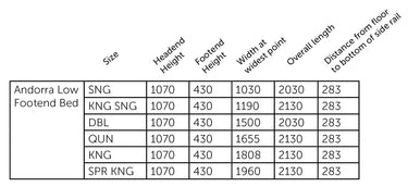 Andorra Low Foot Panelled Bed - NZ Made at online8 furniture store Auckland