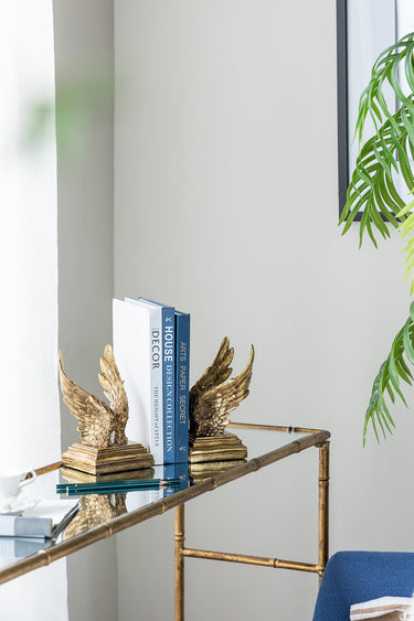 Angel Wing Book Ends - Gold at online8 furniture store Auckland