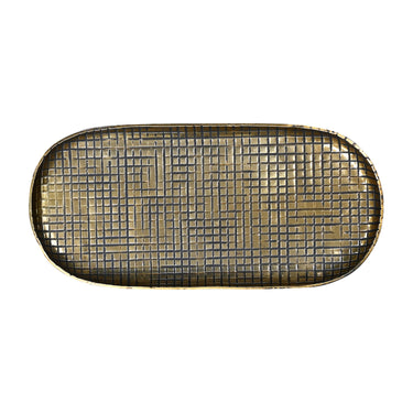ANKARA Oval Small Tray - Vintage Brass Finish at Online8 Furniture Auckland NZ