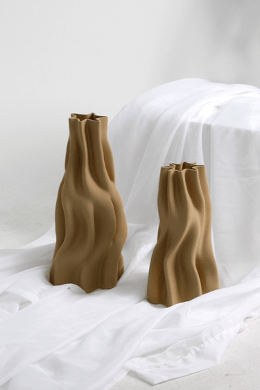 Anouk Beige 3D Printed Ceramic Vase - Large at online8 furniture store Auckland
