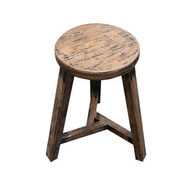Antique Elm Round Stool at online8 furniture store Auckland