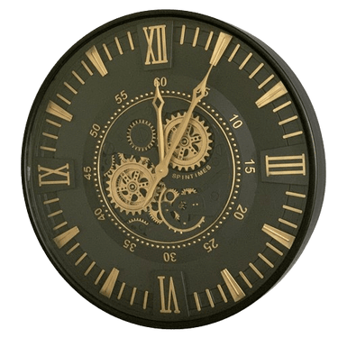 Antique Gold Wall Clock with Gears at online8 furniture store Auckland