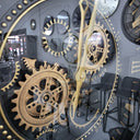 Antique Gold Wall Clock with Gears at online8 furniture store Auckland