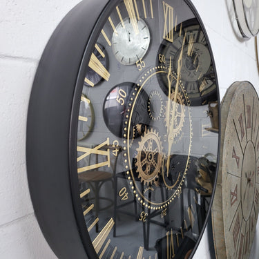 Antique Gold Wall Clock with Gears at online8 furniture store Auckland