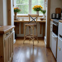 Antique Oak Cross Back Barstool - 65cm at online8 furniture store Auckland