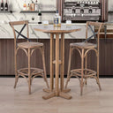 Antique Oak Cross Back Barstool - 75cm at online8 furniture store Auckland