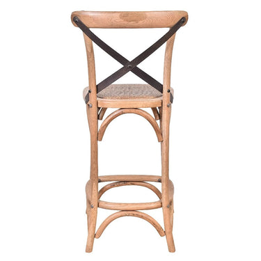 Antique Oak Cross Back Barstool - 75cm at online8 furniture store Auckland