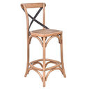 Antique Oak Cross Back Barstool - 75cm at online8 furniture store Auckland