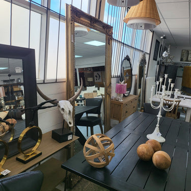 Antiqued Ornate Bevelled Floor Mirror - Bronze at online8 furniture store Auckland