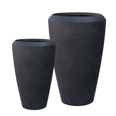Artemis Stone Lite Planter Set/2 - Coal Black at online8 furniture store Auckland