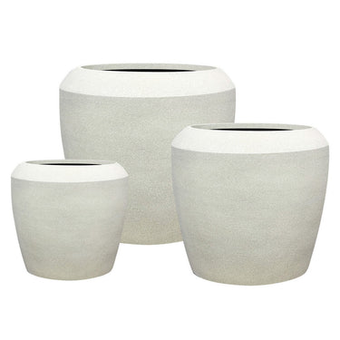 Artemis Stone Lite Planter Set/3 - Chalk Beige at online8 furniture store Auckland