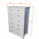 Asbel 8 Drawers Tallboy - White at online8 furniture store Auckland