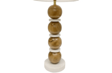 Asha Wood And Marble Table Lamp - Natural at online8 furniture store Auckland