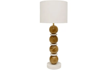 Asha Wood And Marble Table Lamp - Natural at online8 furniture store Auckland