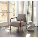 Grey and walnut Ashly Armchair with an intricate rope-woven backrest