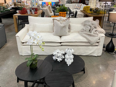 Atlanta 3 Seat Slip Cover Sofa - Natural at online8 furniture store Auckland