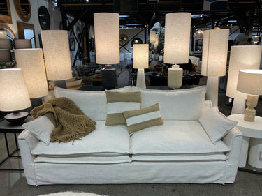 Atlanta 3 Seater Slipcover Sofa in natural linen-look, an airy organic centrepiece