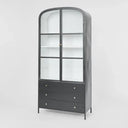 Atlas Glass Doors Arched Metal Cabinet - Black at Online8 Furniture Auckland NZ