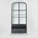 Atlas Glass Doors Arched Metal Cabinet - Black at Online8 Furniture Auckland NZ